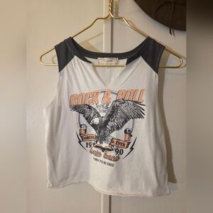 no comment - Crop Top Tank - White & Black - WOMANS SIZE SMALL